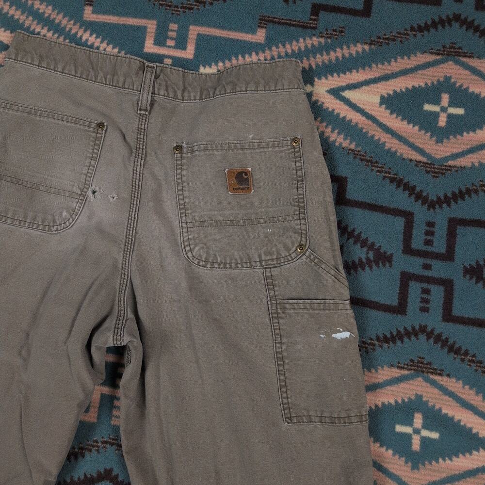 Vintage Carhartt Double Knee Pants Dungaree Fit 30x29 B195 LBR Distressed Paint - Picture 11 of 16